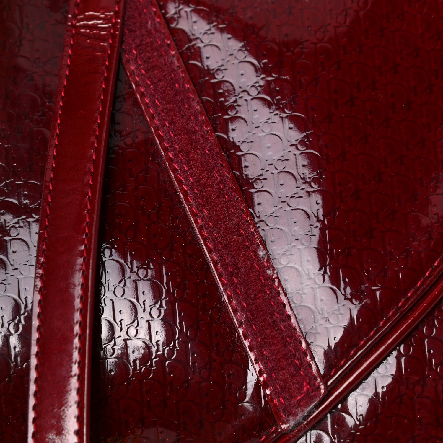 Christian Dior Patent Diorissimo Double Saddle Bag Dark Red 10 of 10