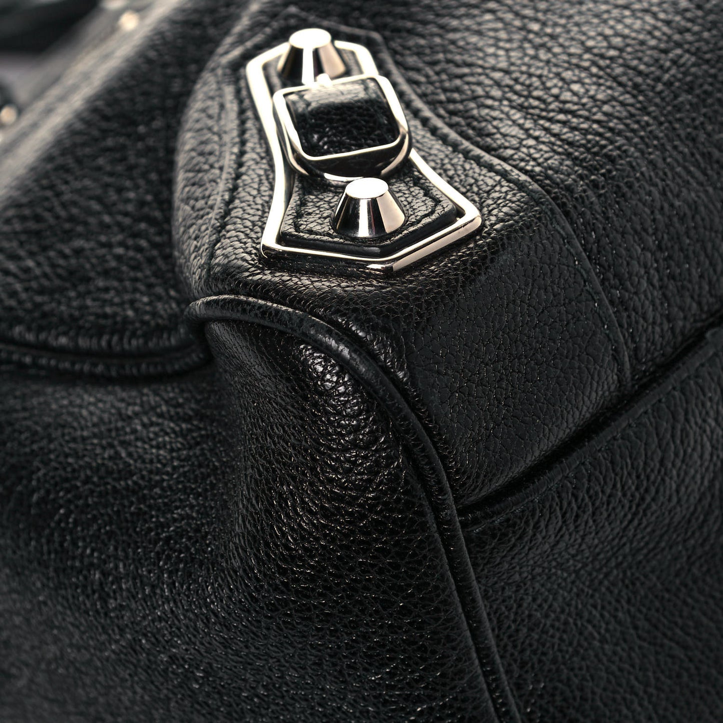 Chevre Silver Metallic Edge Hardware Velo Black