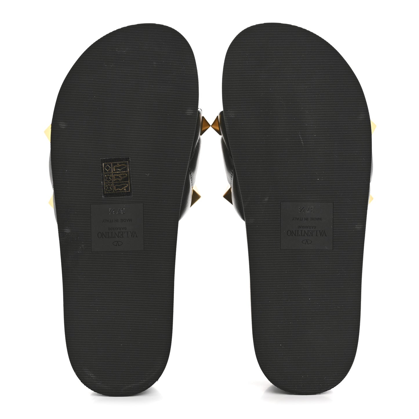Nappa Roman Stud 30/50mm Platform Slide Sandals 37.5 Black