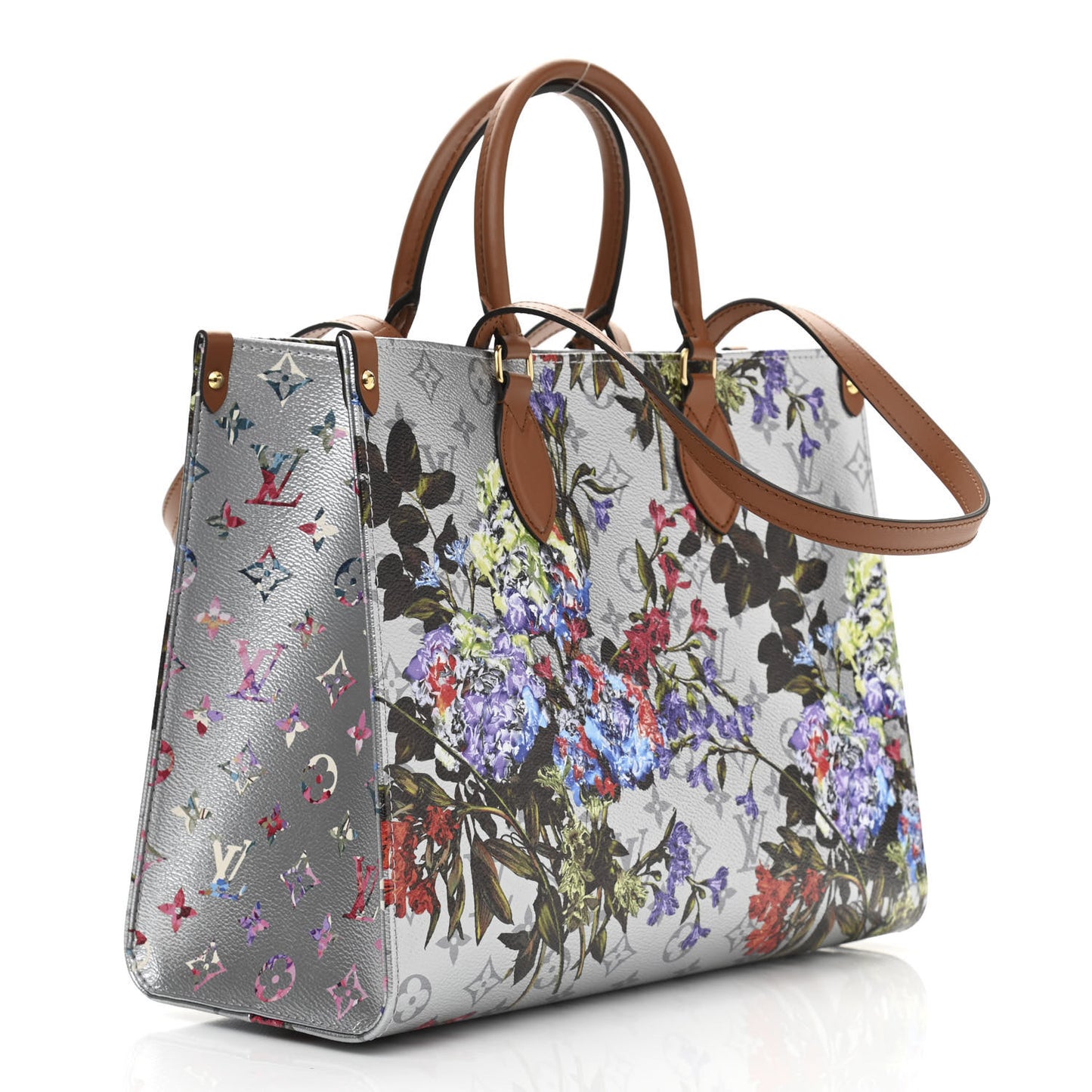 Metallic Monogram LV Garden OnTheGo MM Silver