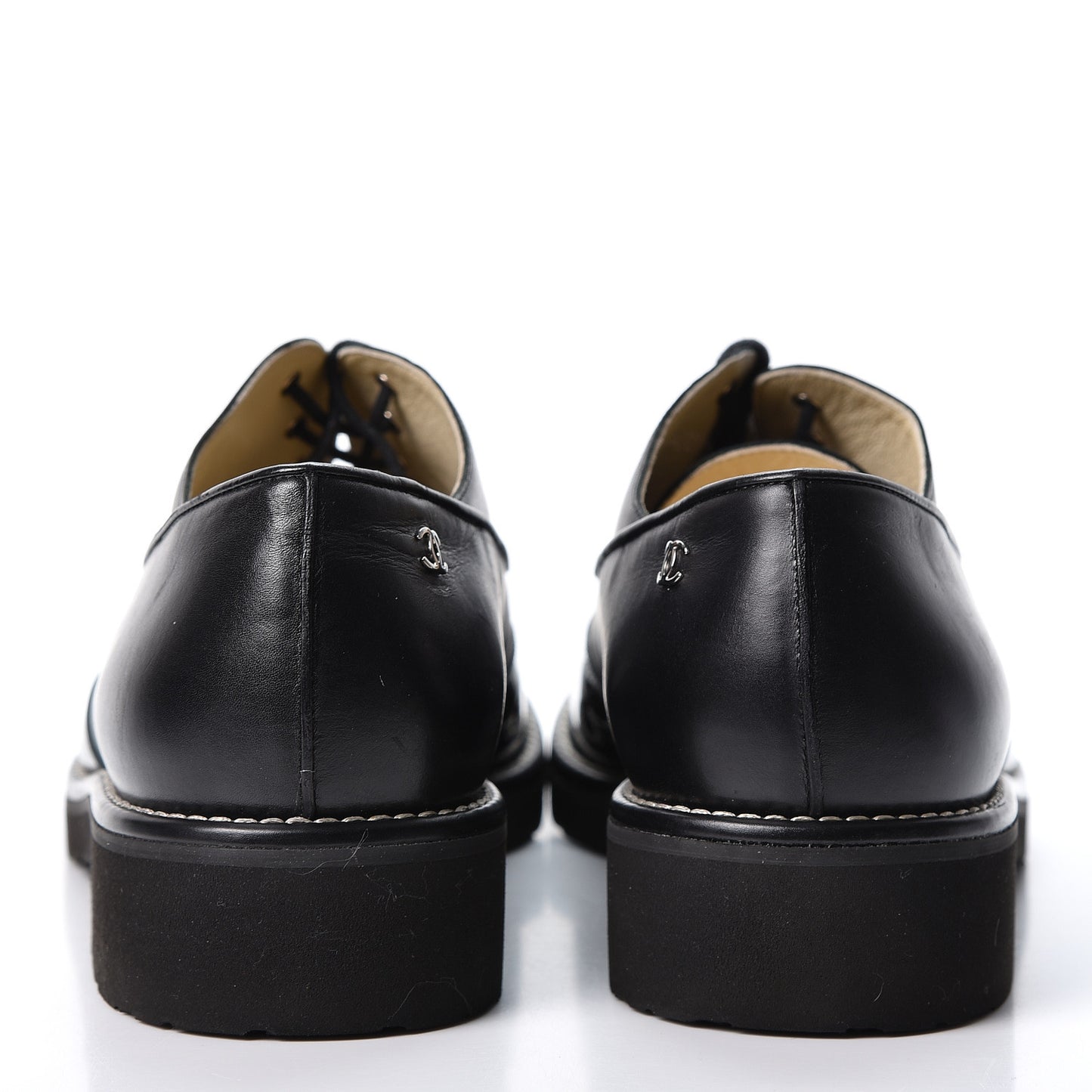 Patent Calfskin Lace Up Oxfords 40.5 Black