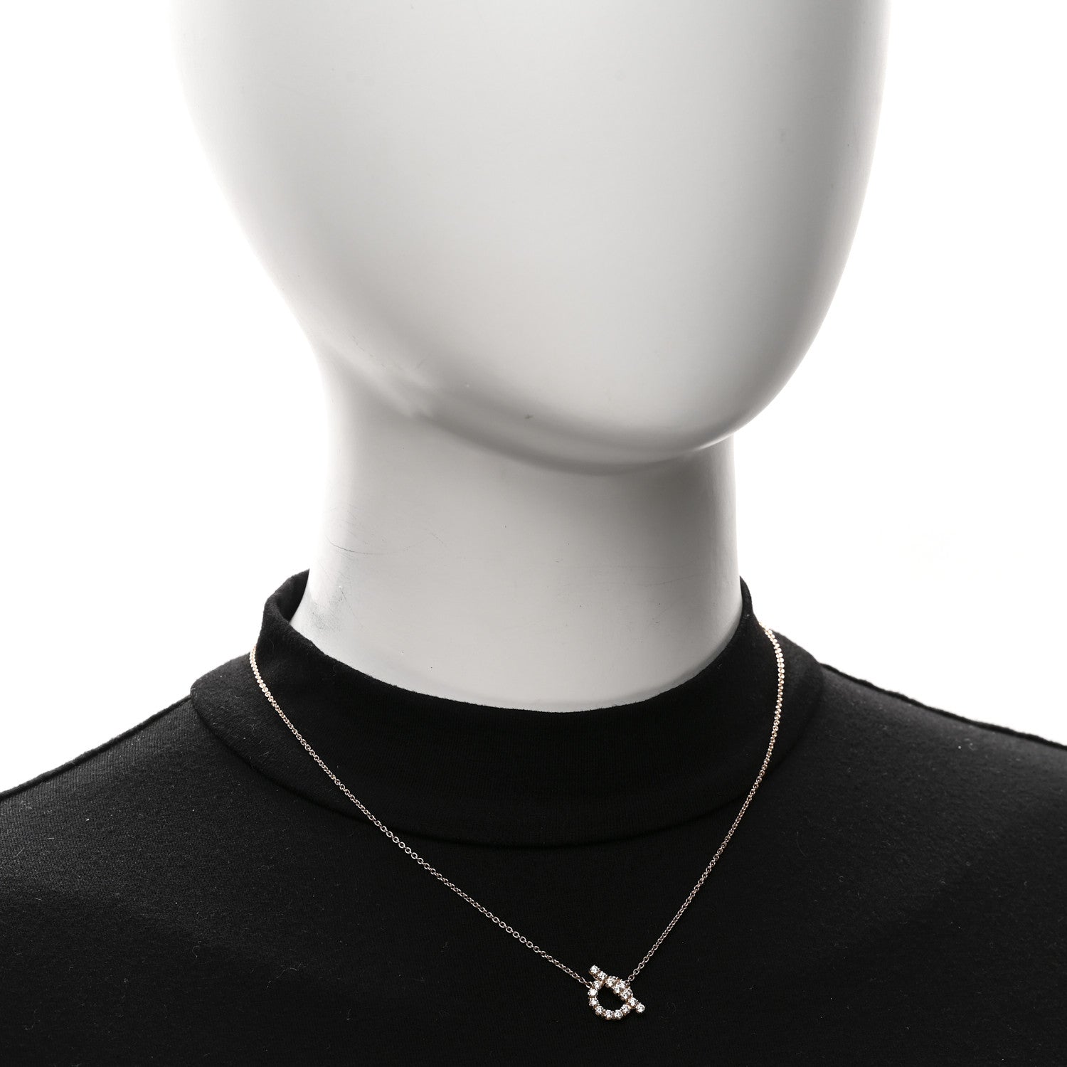 Hermes 18K Rose Gold Diamond Finesse Pendant Necklace 2 of 6