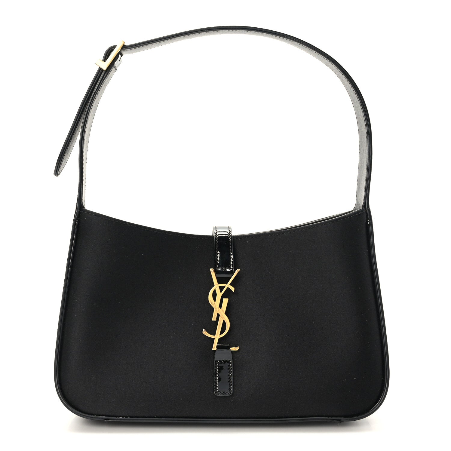 Saint Laurent Silk Satin Calfskin Le 5 A 7 Hobo Black 1 of 17