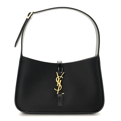 Saint Laurent Silk Satin Calfskin Le 5 A 7 Hobo Black 1 of 17