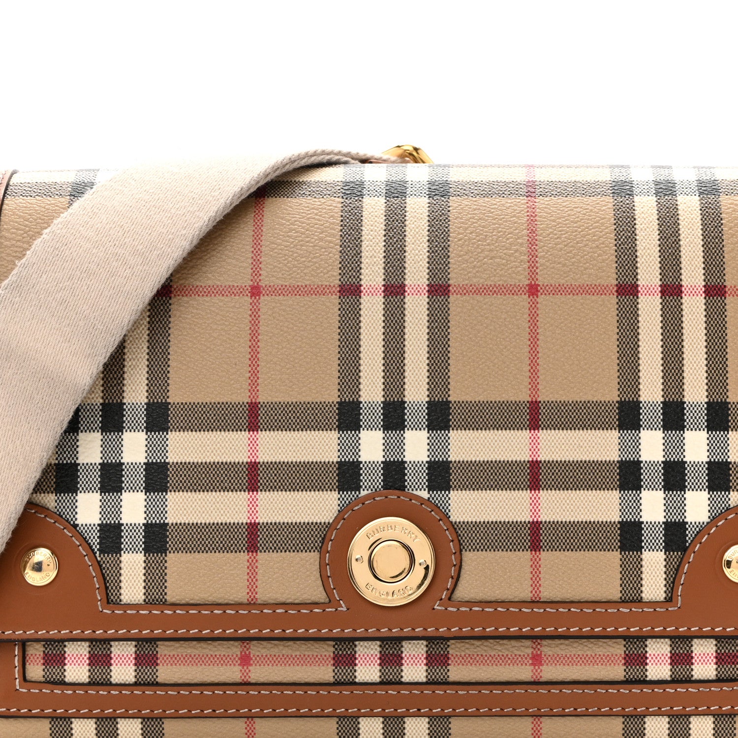 Burberry Coated Canvas Calfskin Vintage Check Medium Note Crossbody Bag Briar Brown 8 of 16