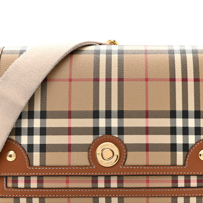 Burberry Coated Canvas Calfskin Vintage Check Medium Note Crossbody Bag Briar Brown 8 of 16