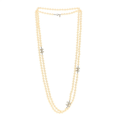 Chanel Pearl Multistrand CC Long Necklace Pearly White 3 of 4