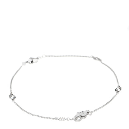 Gucci 18K White Gold Diamond Heart GG Station Bracelet 2 of 5