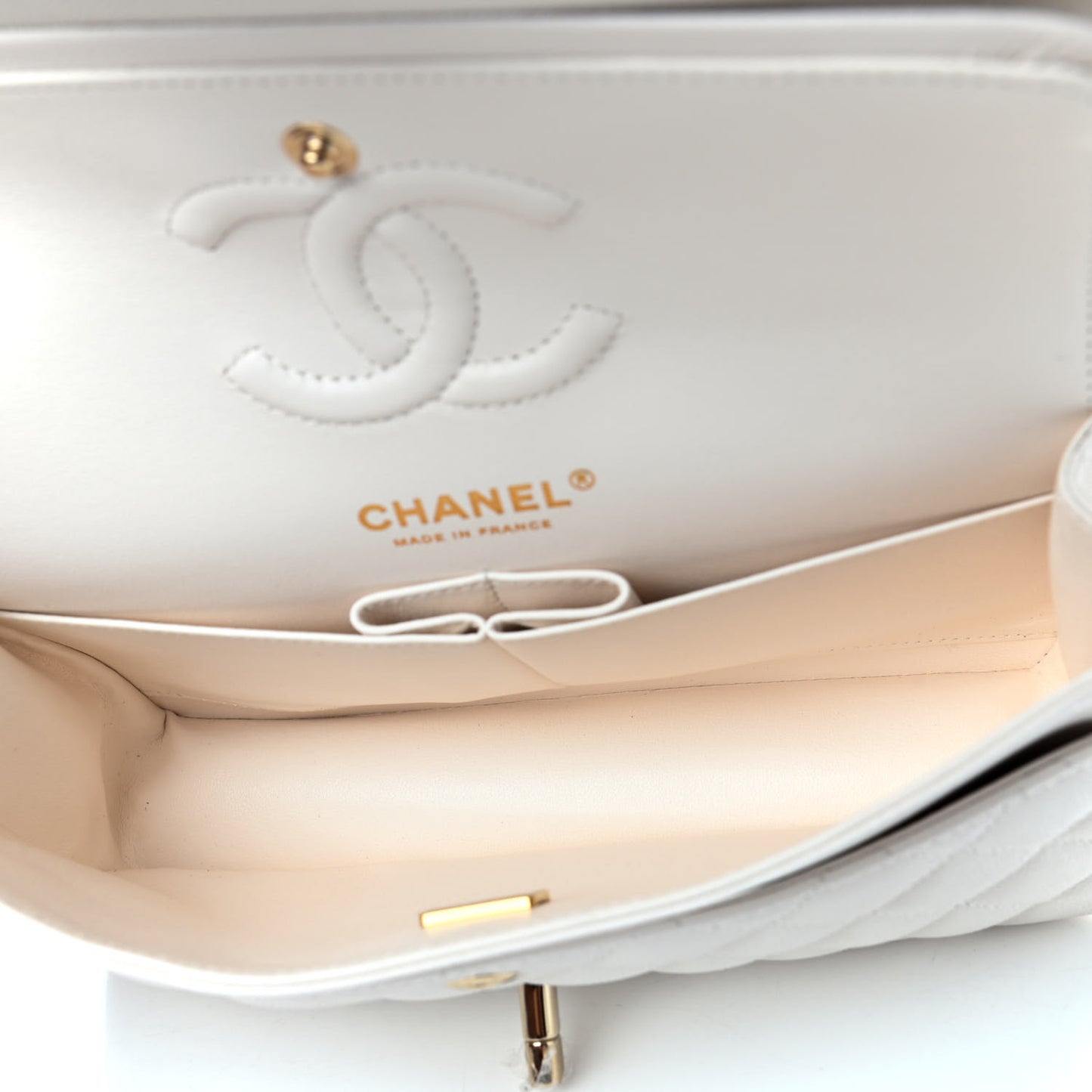 Caviar Quilted Small Double Flap White