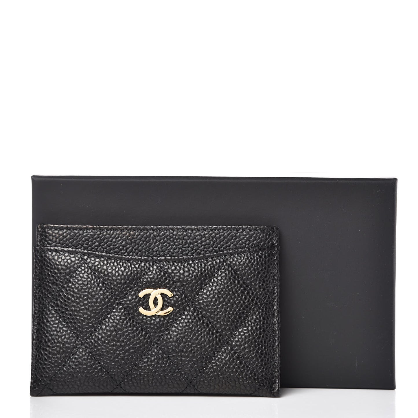 Caviar Quilted Card Holder Black
