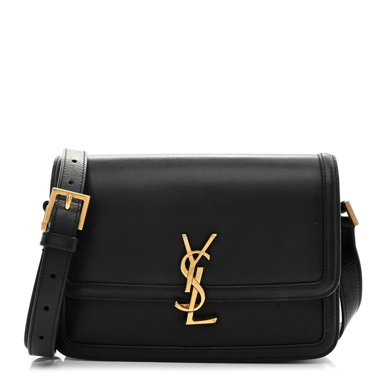 Saint Laurent Box Calfskin Monogram Medium Solferino Satchel Black 1 of 12