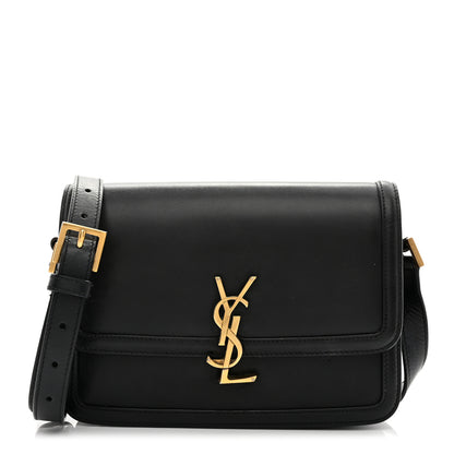 Saint Laurent Box Calfskin Monogram Medium Solferino Satchel Black 1 of 12