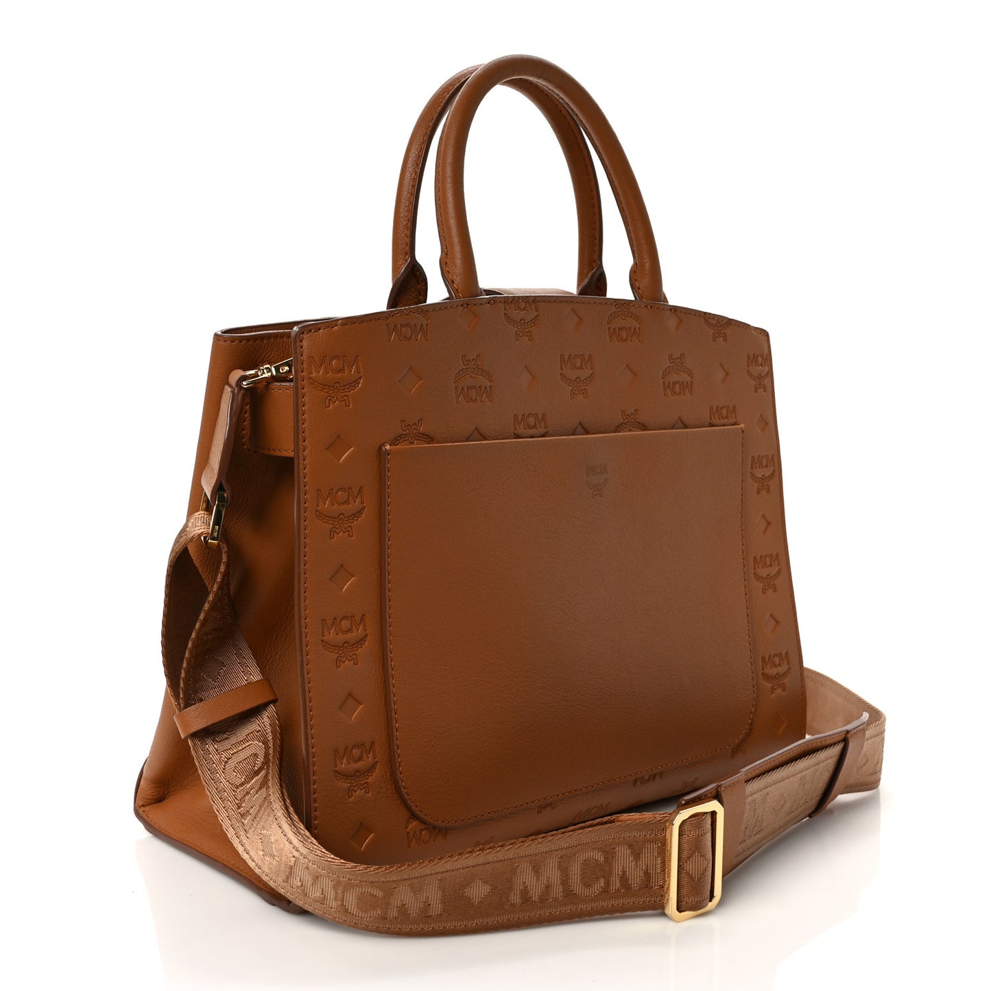 Calfskin Ottomar Monogram Medium Essential Tote Cognac