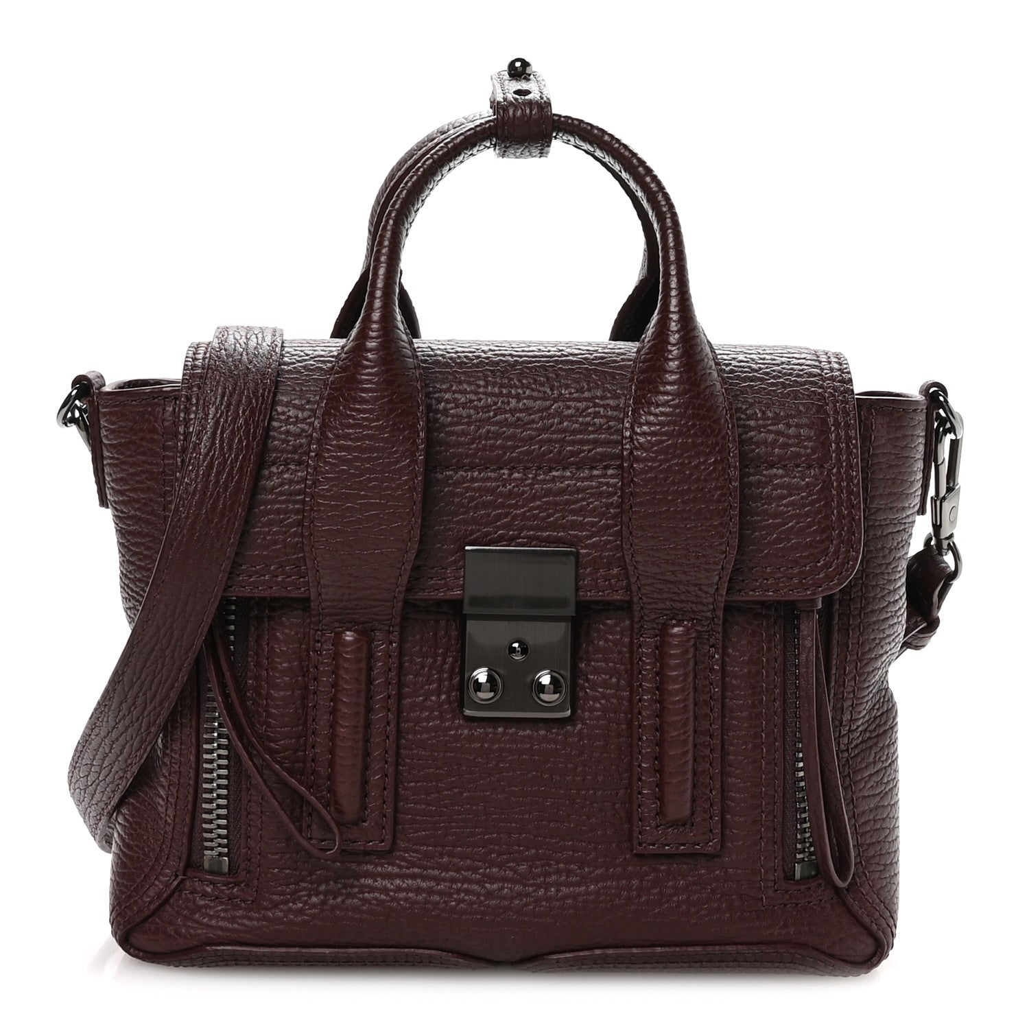 3.1 Phillip Lim Textured Calfskin Mini Pashli Satchel Black Cherry 1 of 11