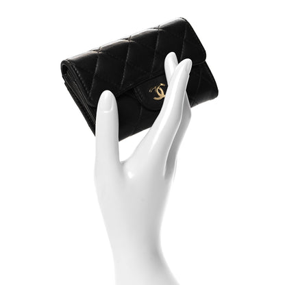 Chanel Lambskin Quilted Flap Card Holder Wallet Black 2 of 8