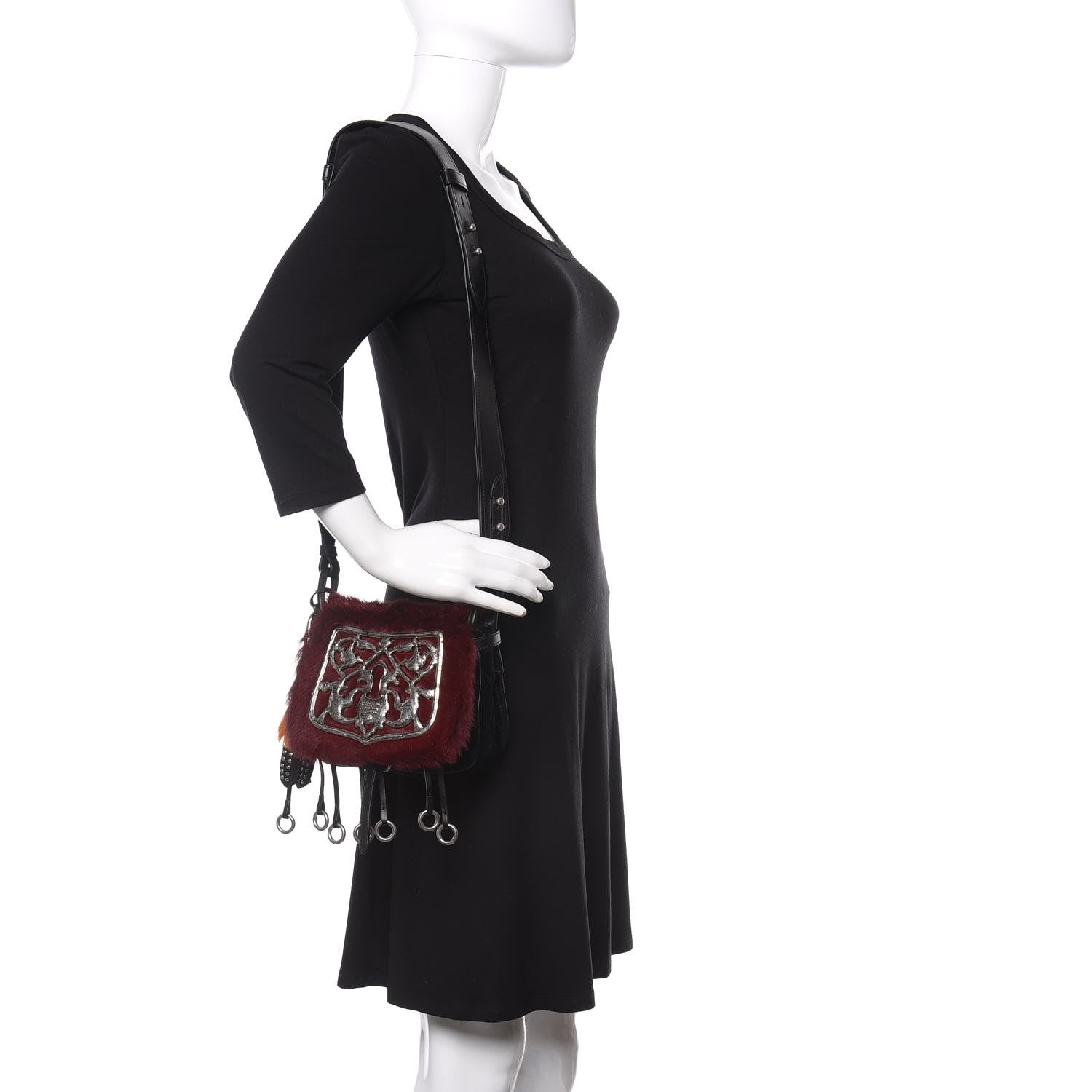 Prada Calf Hair Velluto Corsaire Antic Crossbody Bag Granato Black 2 of 8