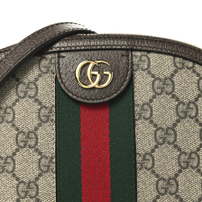Gucci GG Supreme Monogram Textured Dollar Calfskin Web Small Ophidia Dome Shoulder Bag Beige Ebony New Acero 8 of 12