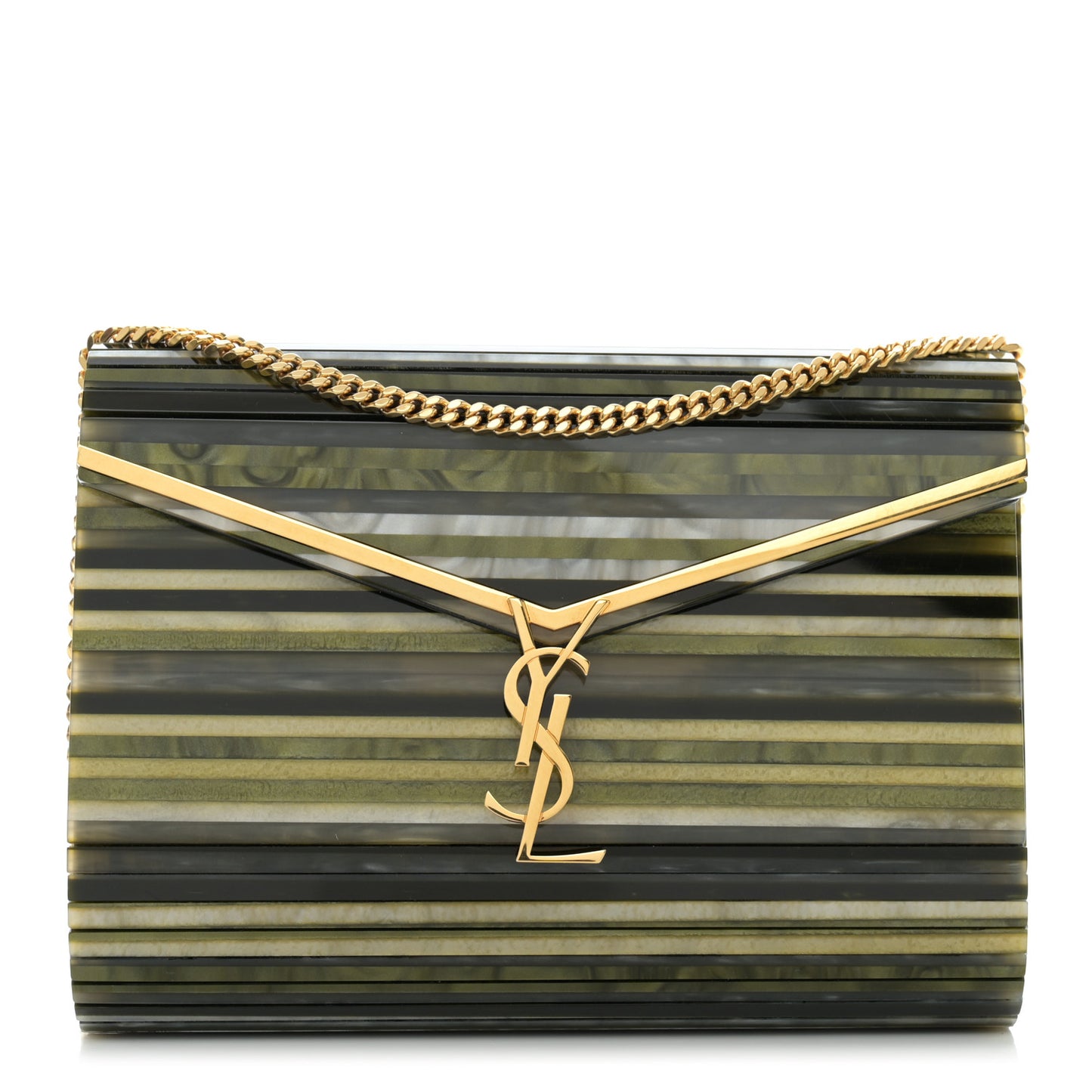 Plexiglass Monogram Vicky Minaudiere Clutch Green Multicolor
