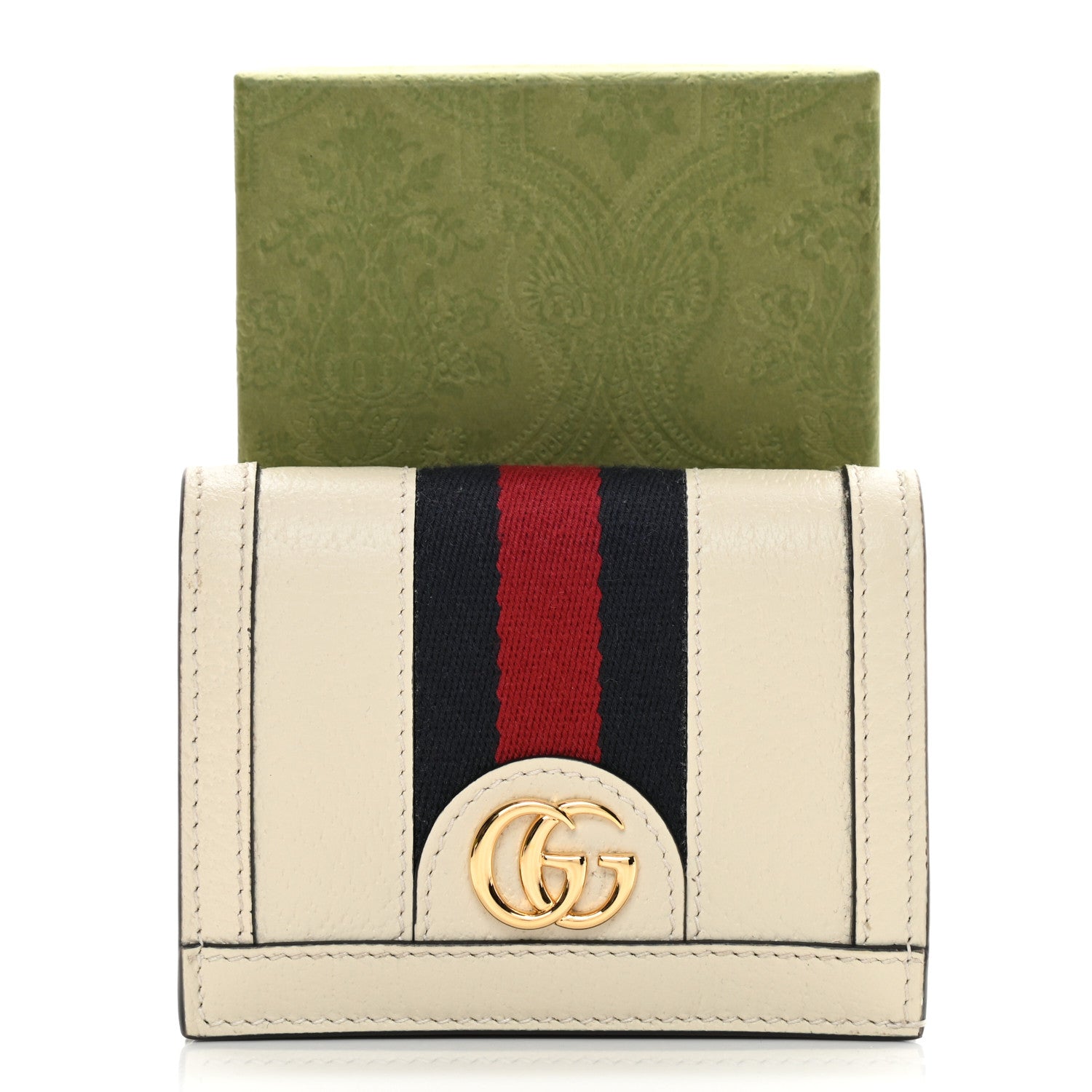 Gucci Textured Calfskin Web Ophidia Card Case Mystic White 8 of 8