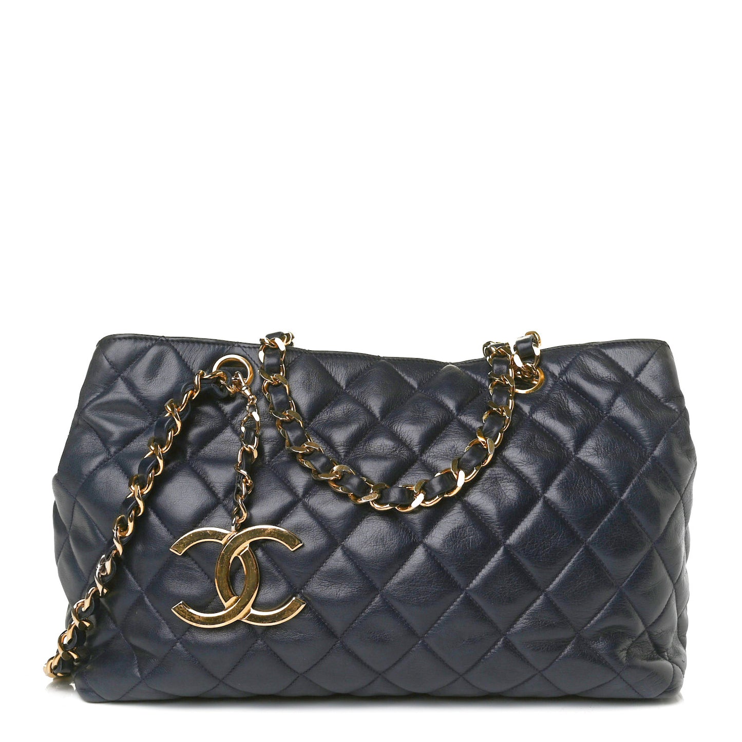 Lambskin Quilted Tote Navy