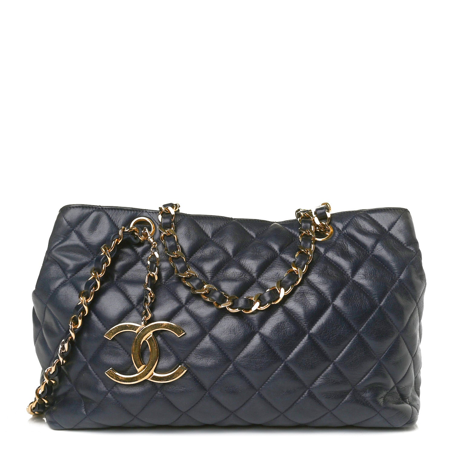 Chanel Lambskin Quilted Tote Navy 1 of 13