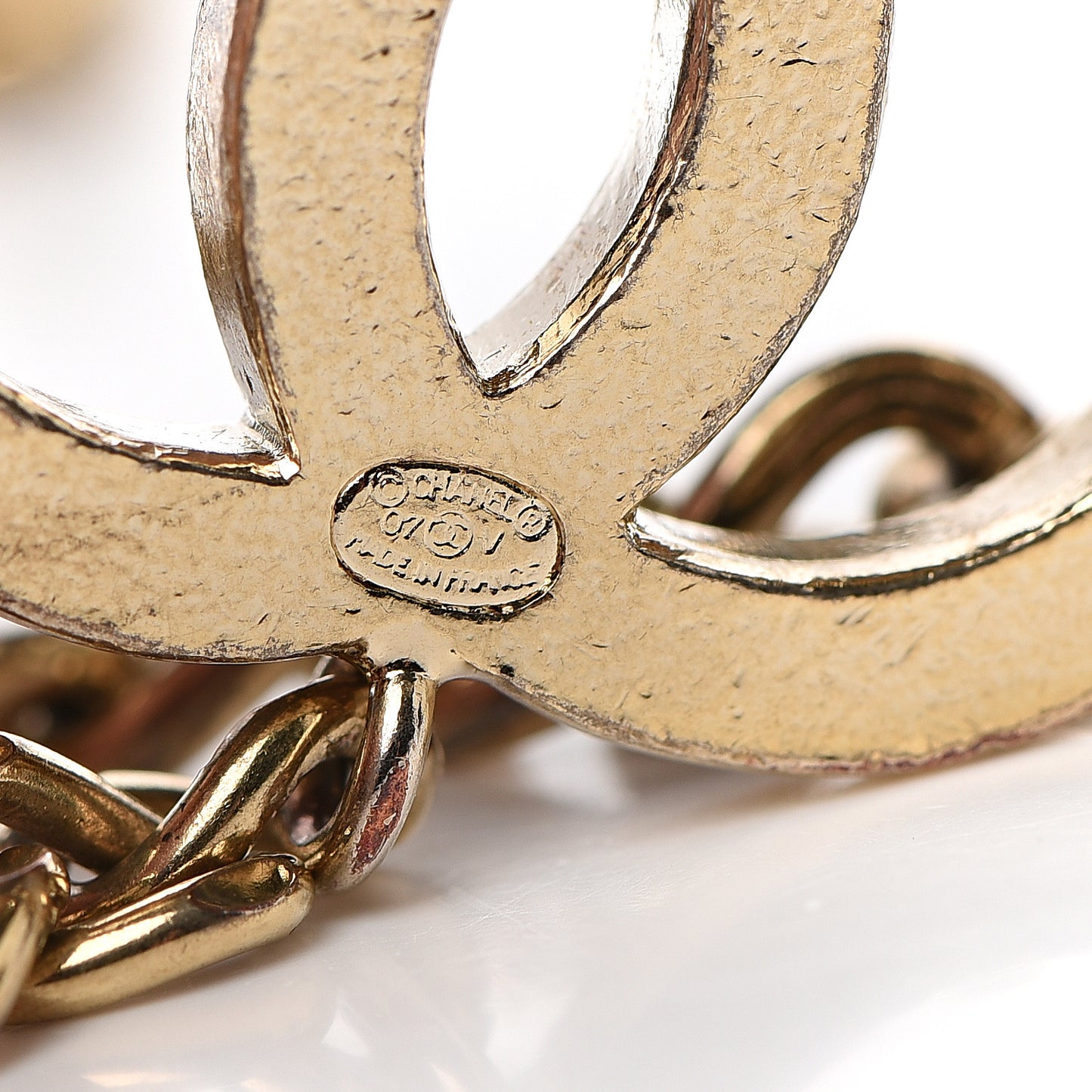 Enamel CC Chain Logo Belt Gold Black