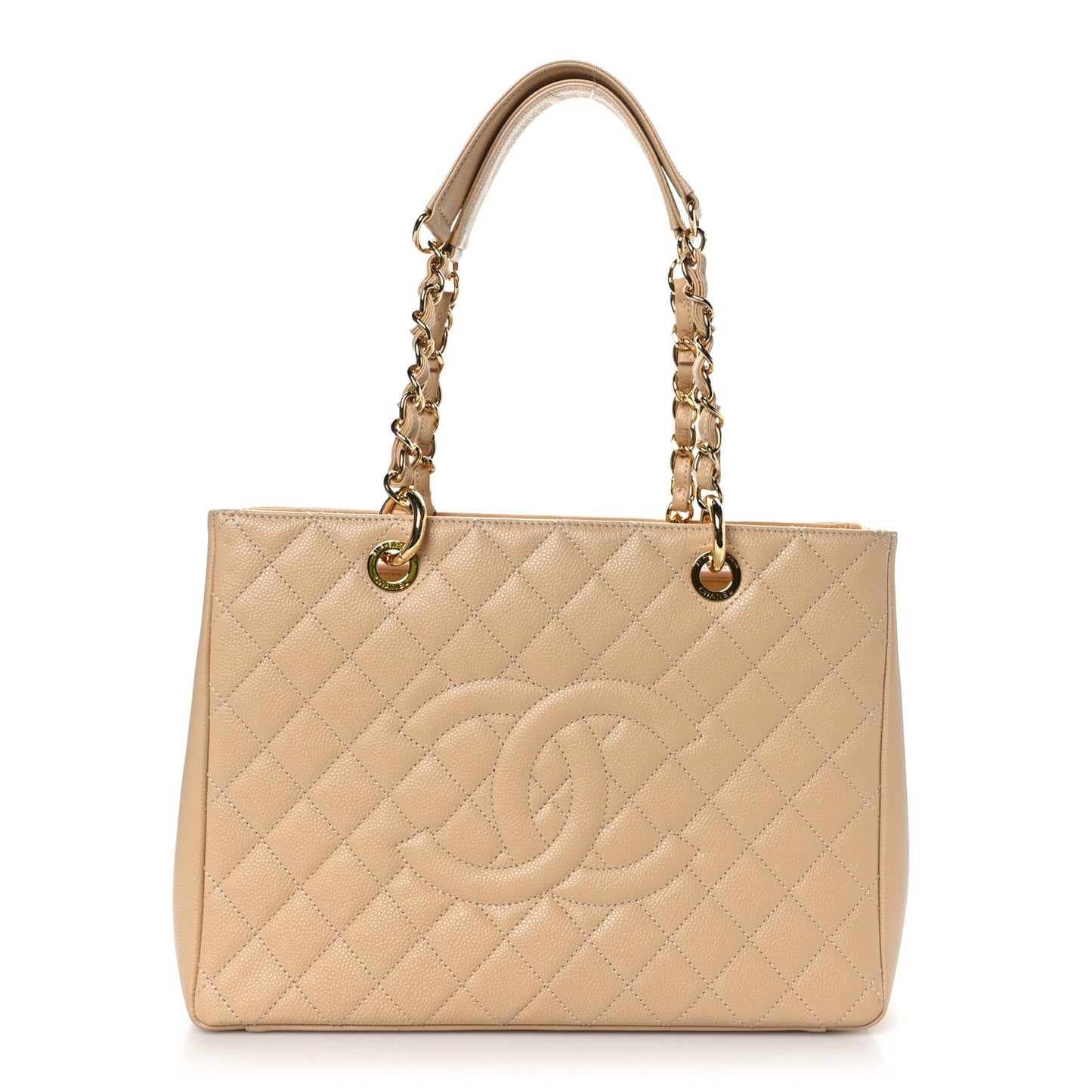 Caviar Quilted Grand Shopping Tote GST Beige Clair
