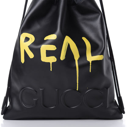 Gucci Calfskin Small GucciGhost Drawstring Backpack Black 8 of 10