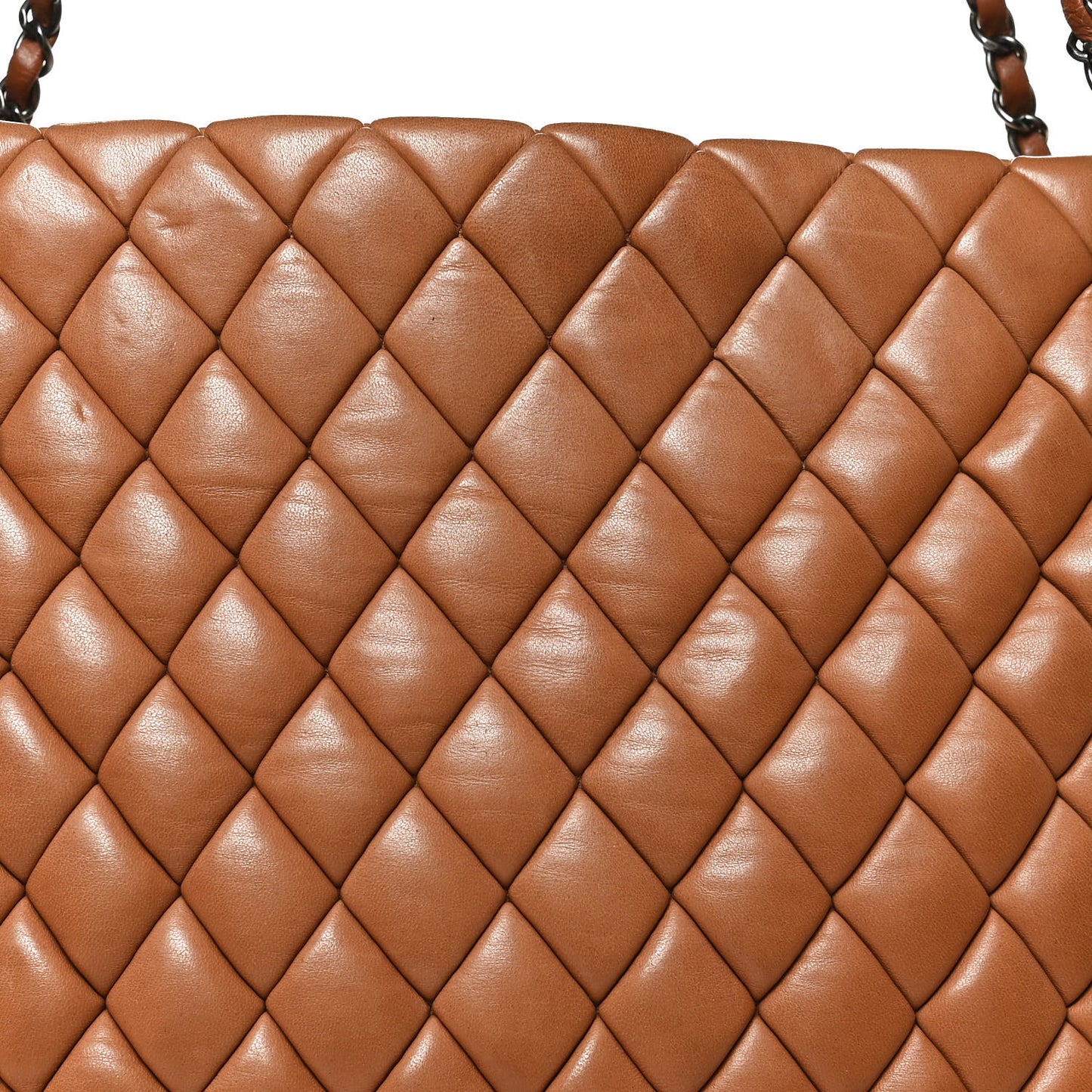 Lambskin Quilted Medium New Bubble North South Tote Brown