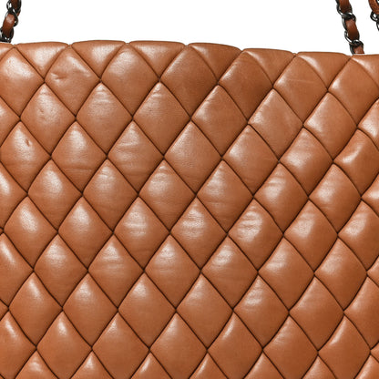 Chanel Lambskin Quilted Medium New Bubble North South Tote Brown 8 of 10