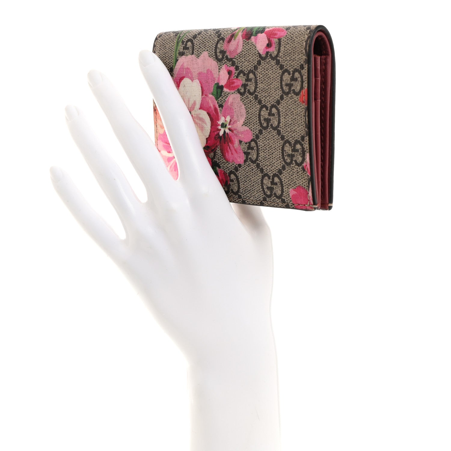 Gucci GG Supreme Monogram Blooms Card Case Beige Multicolor Dry Rose 2 of 7