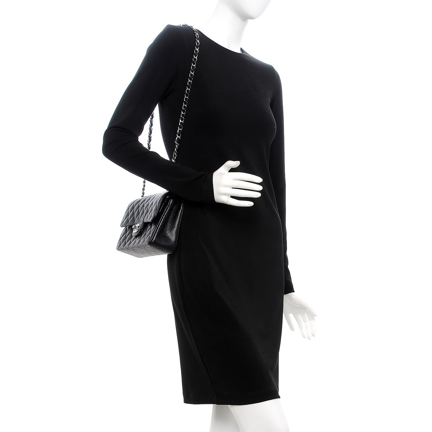 Caviar Quilted Small Double Flap Black