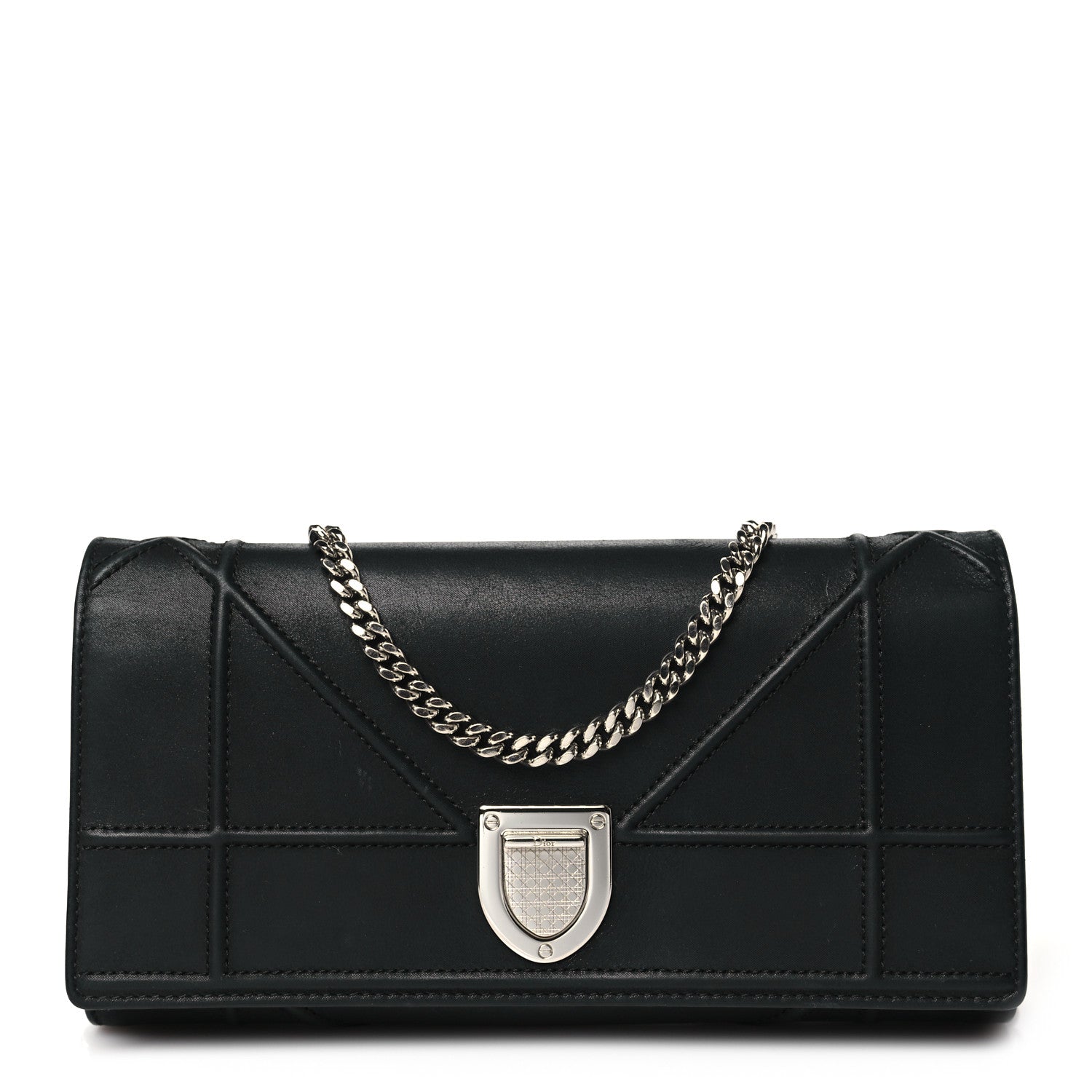 Christian Dior Metallic Lambskin Diorama Croisiere Chain Wallet Black 1 of 10