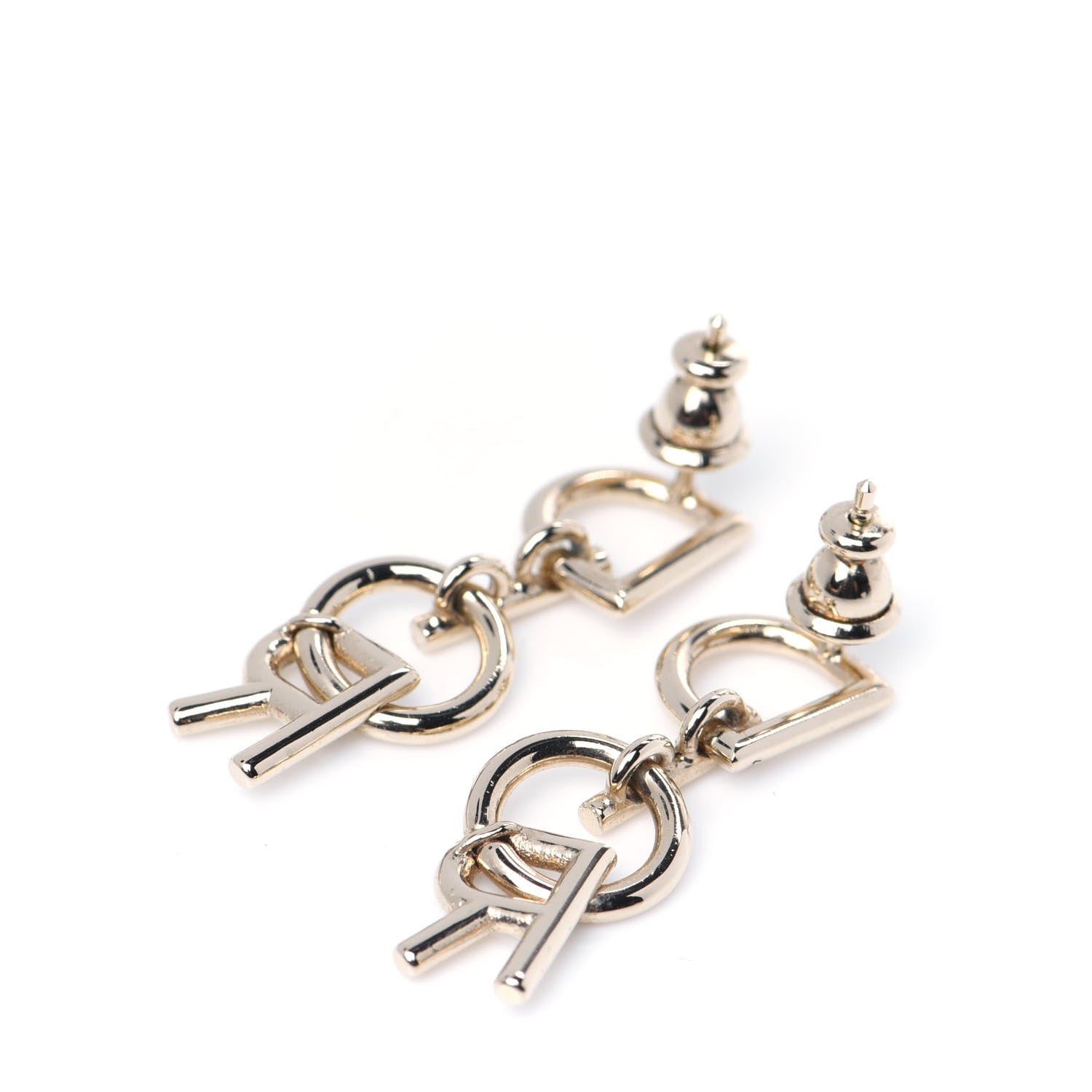 Christian Dior Metal Lettre A'Dior Logo Earrings Gold 3 of 7