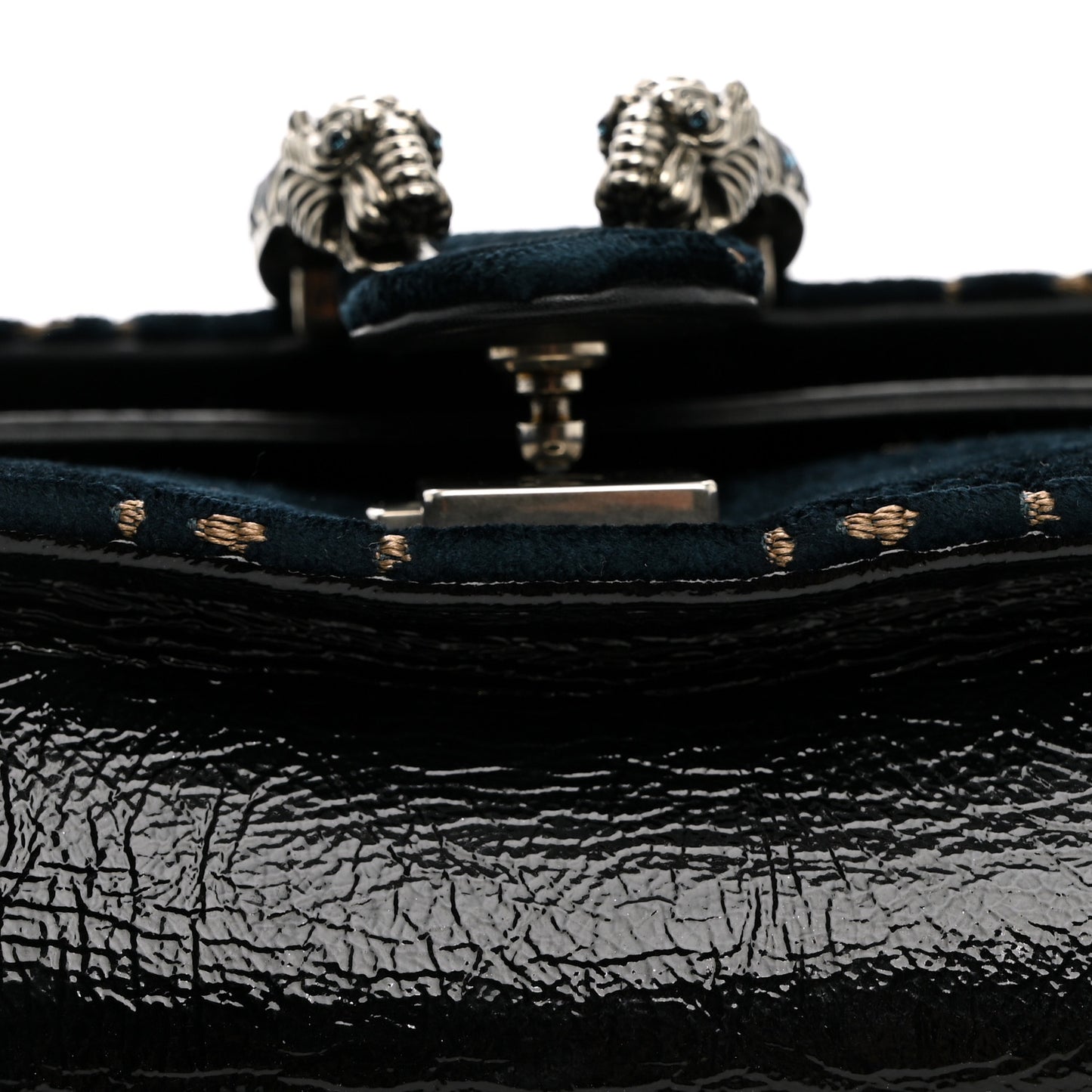 Velvet Skipper Crystal GG Monogram Small Dionysus Shoulder Bag Blue Beige Black