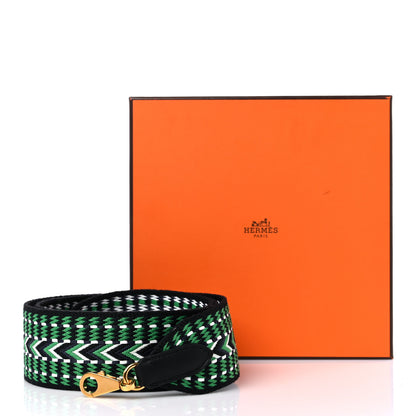 Hermes Toile Swift 50mm Sangle Allegro Shoulder Strap Malachite Bleu Electrique Black 5 of 5