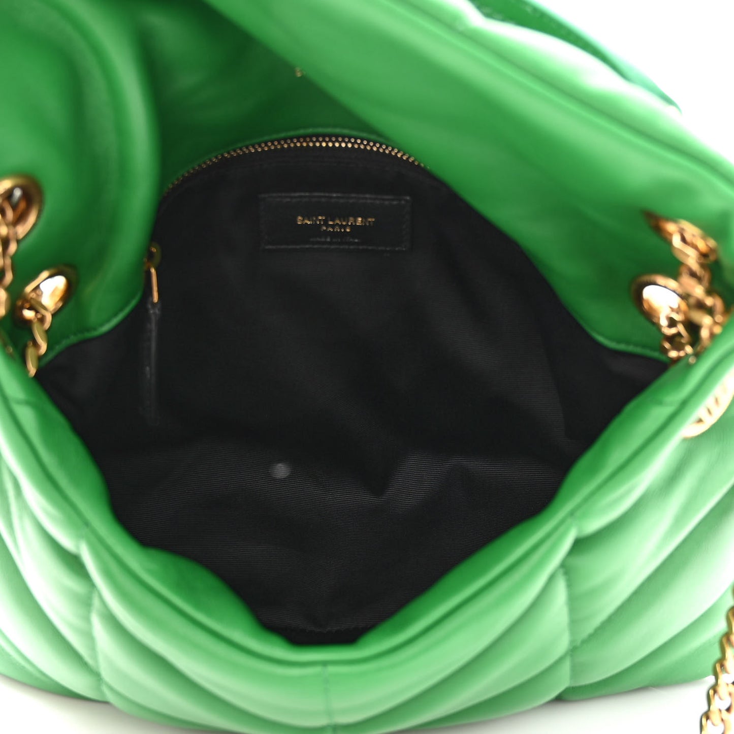 Lambskin Quilted Small Loulou Puffer Monogram Chain Satchel New Vert
