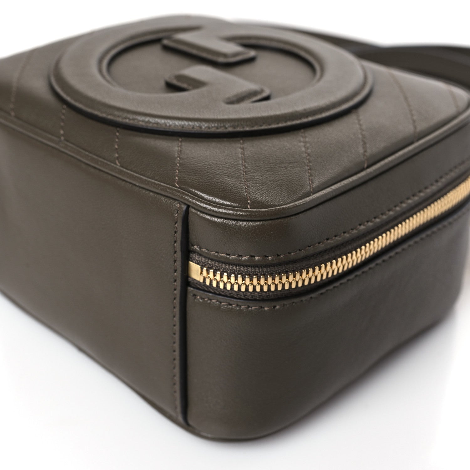 Gucci Sakai Be Green Calfskin Diagonal Stitched Blondie Top Handle Bag Craclet Brown 8 of 8