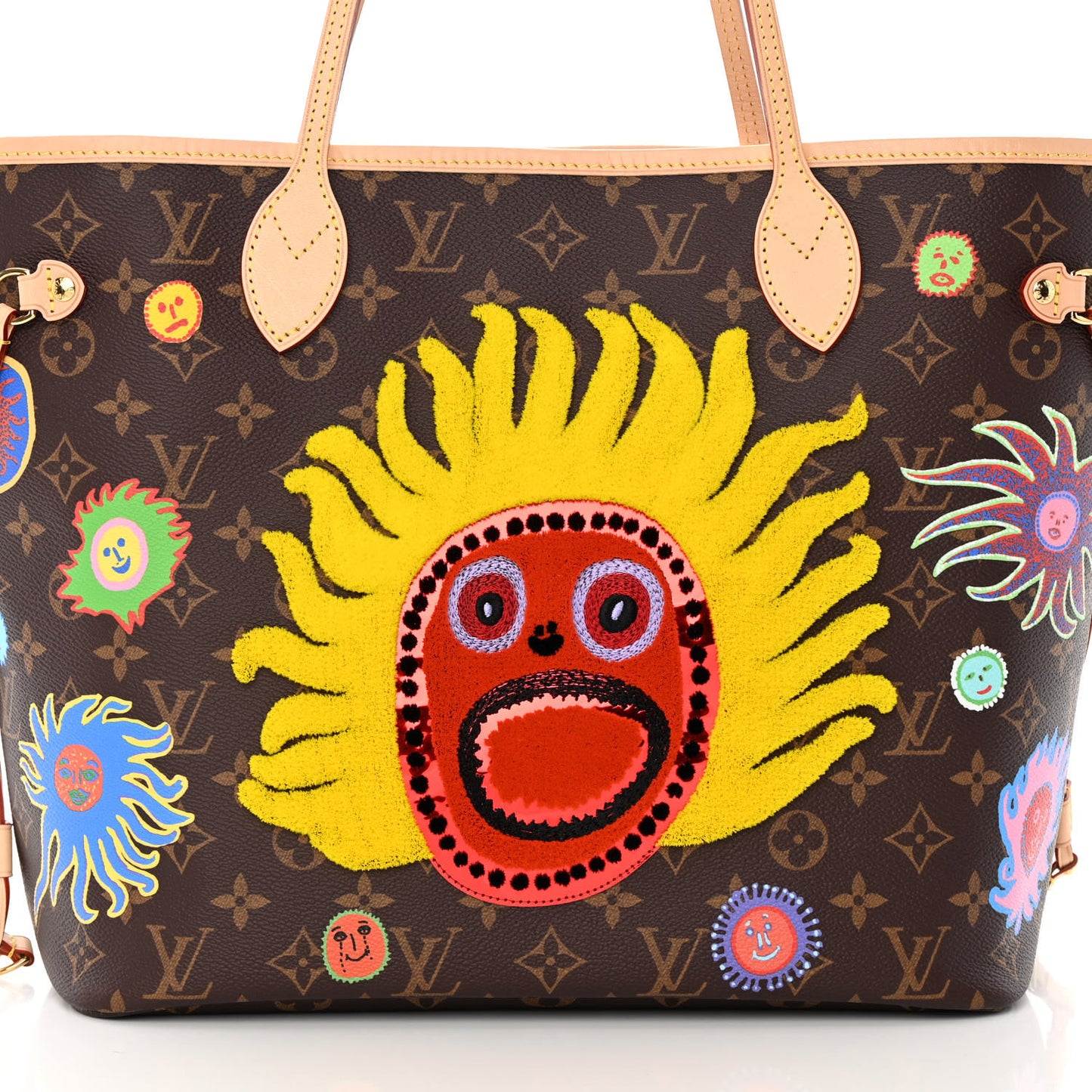 LV X YK Monogram Faces Neverfull MM