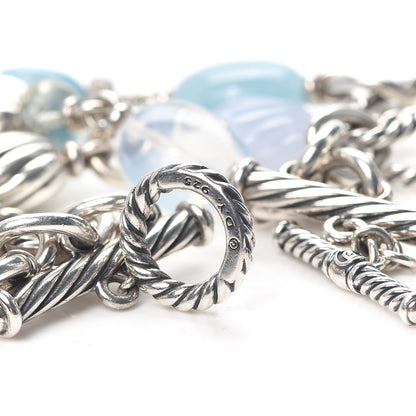 David Yurman Sterling Silver Chalcedony Prasiolite Aquamarine Moon Quartz Multi-Chain Bracelet 4 of 4