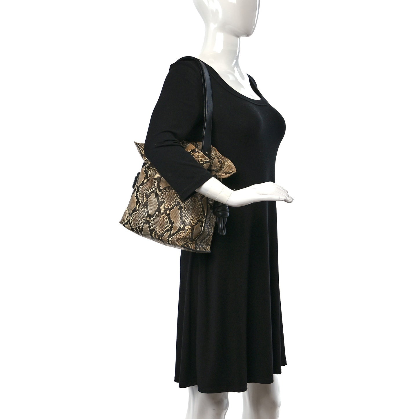Snakeskin Flamenco Knot Bag Black