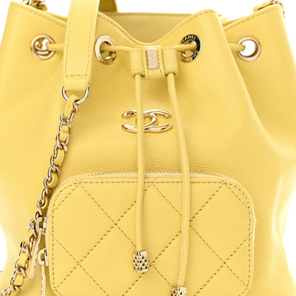 Chanel Caviar Quilted CC Pocket Bucket Bag Yellow 8 of 11