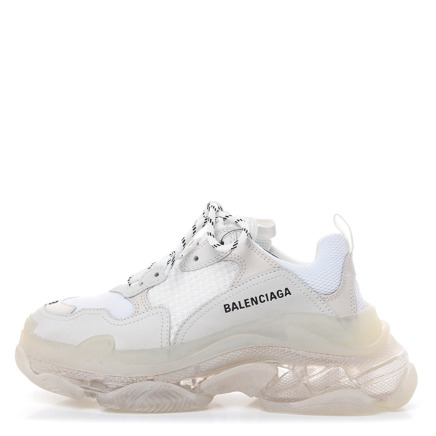 Balenciaga Fabric Mesh Clear Sole Womens Triple S Sneakers 38 White 1 of 7