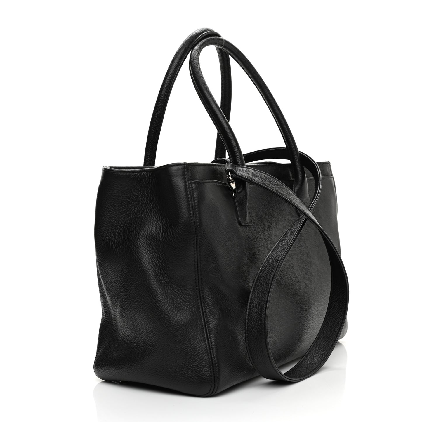 Calfskin Cerf Executive Shopper Tote Black