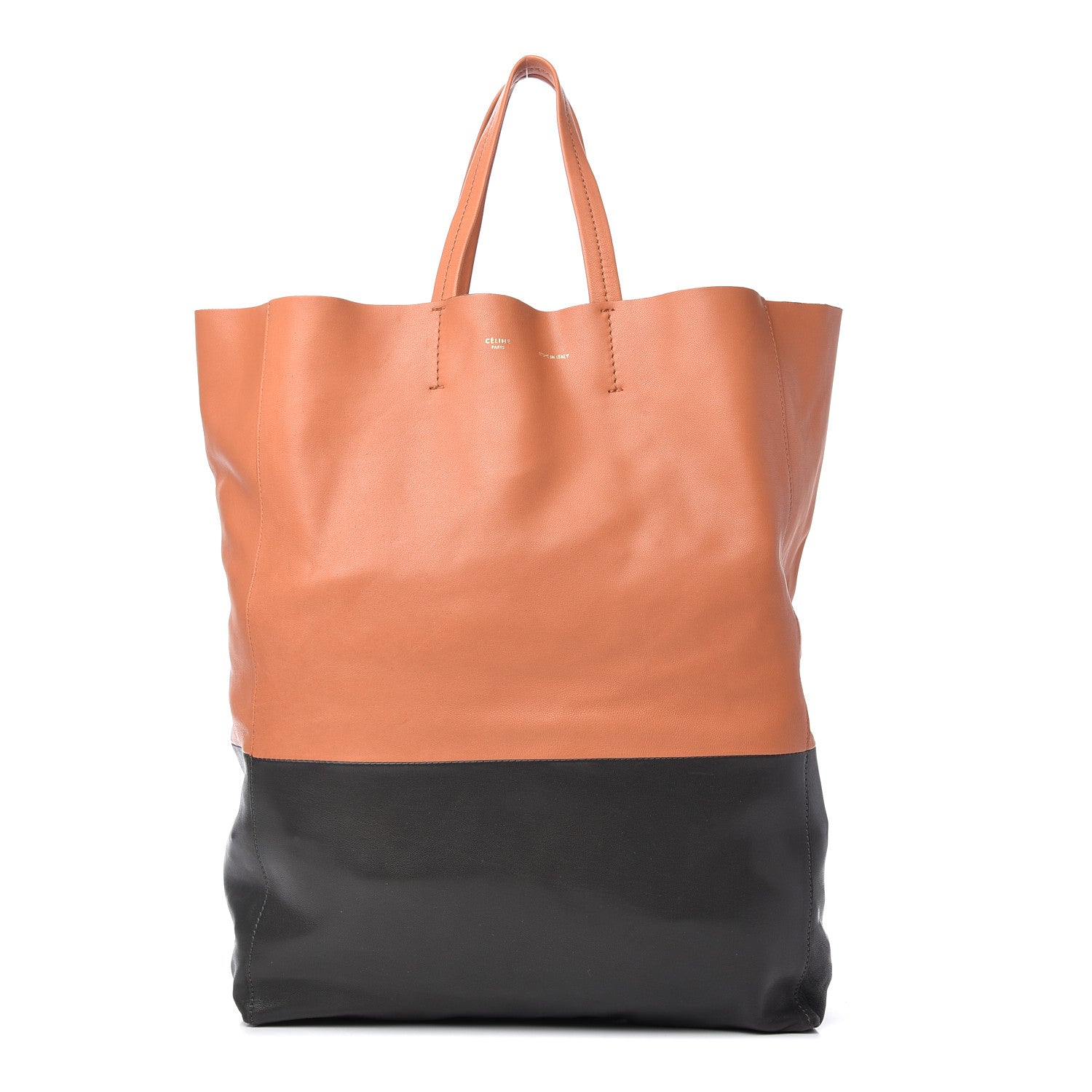 Celine Lambskin Vertical Bi-Cabas Cognac Black 1 of 9