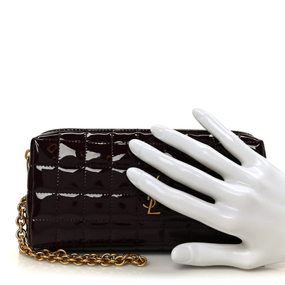 Saint Laurent Patent Calfskin Carre Quilted Cassandre Pouch On Chain Purple 2 of 8