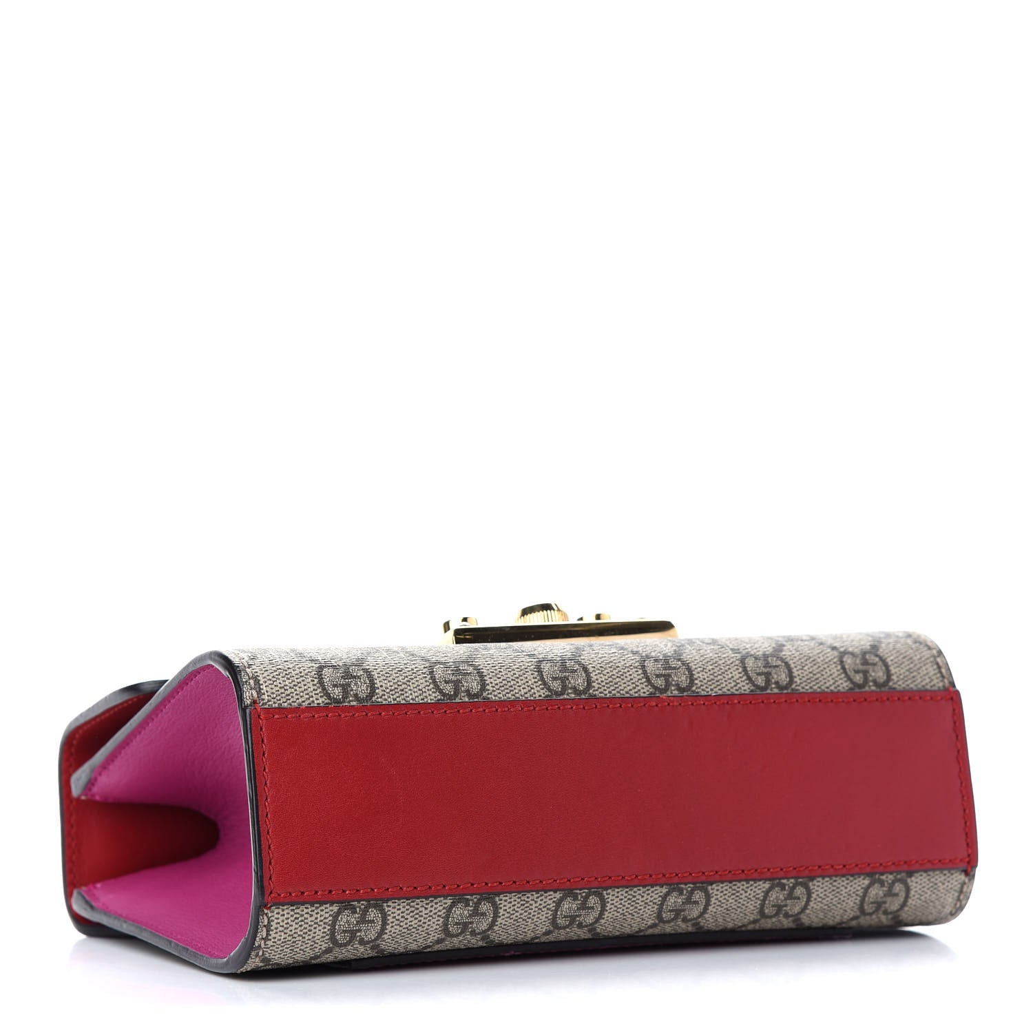Gucci GG Supreme Monogram Calfskin Small Padlock Shoulder Bag Beige Hibiscus Red New Rosette 4 of 10