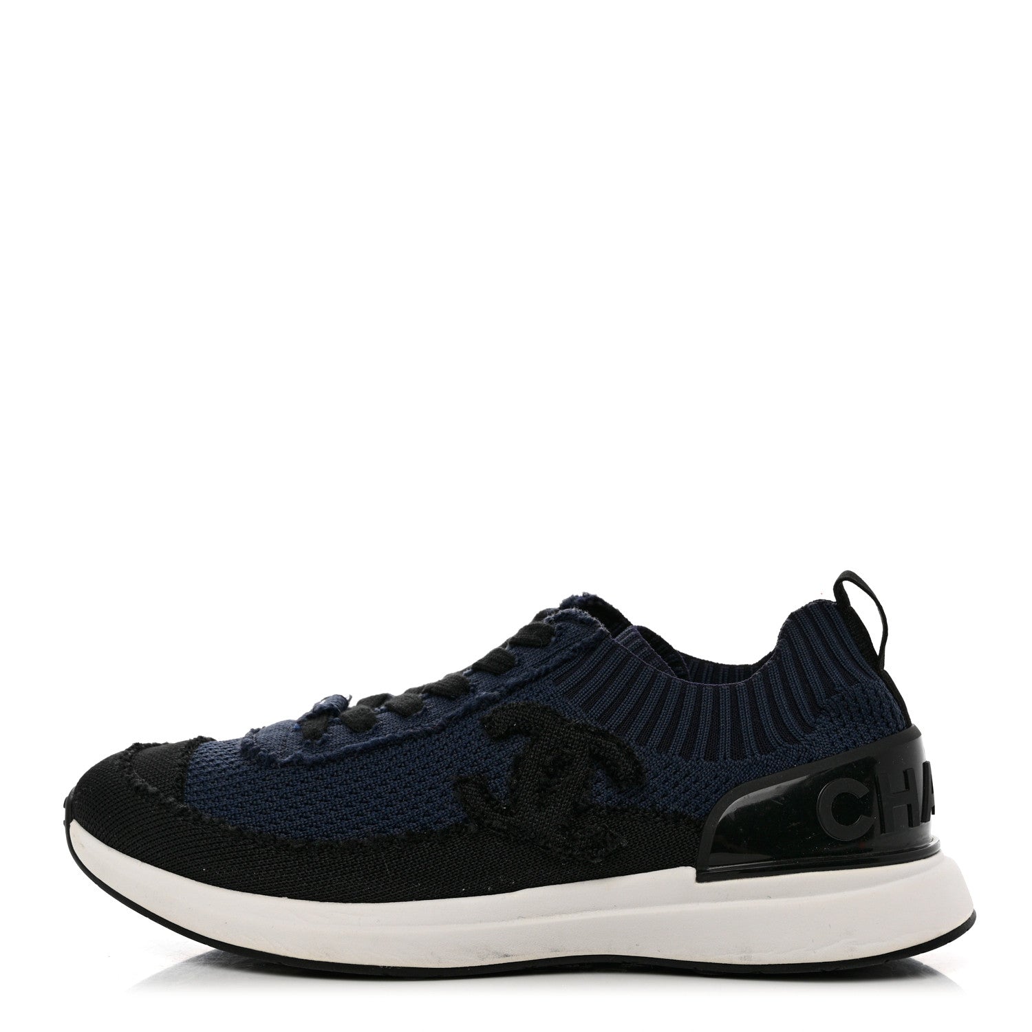 Chanel Fabric Logo Sneakers 39 Navy Black 1 of 8