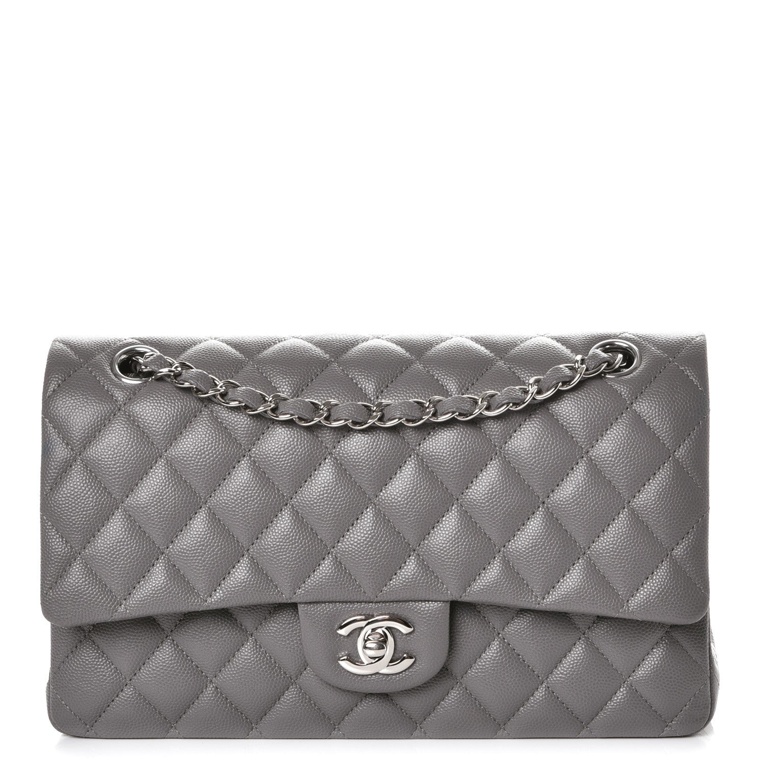 Chanel Caviar Quilted Medium Double Flap Grey 1 of 8