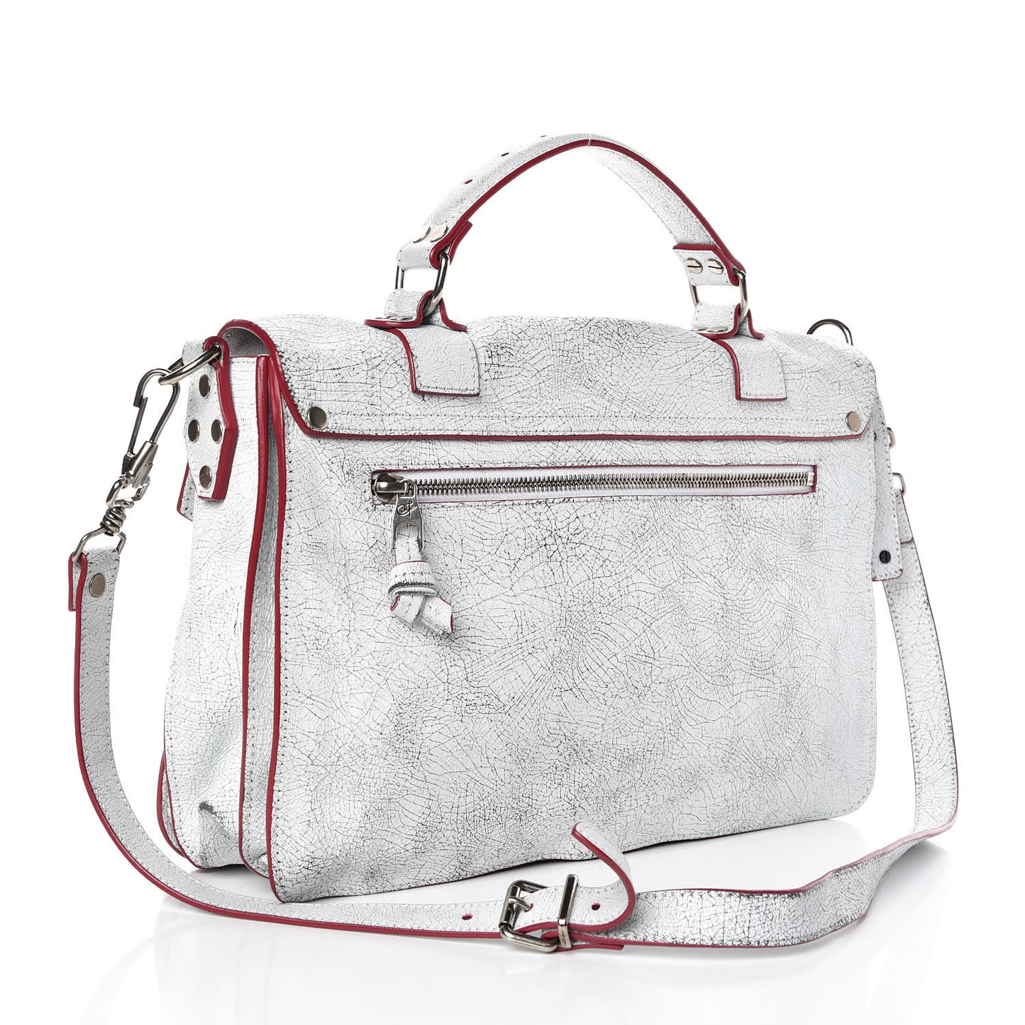Crackle Calfskin PS1 Medium Satchel White